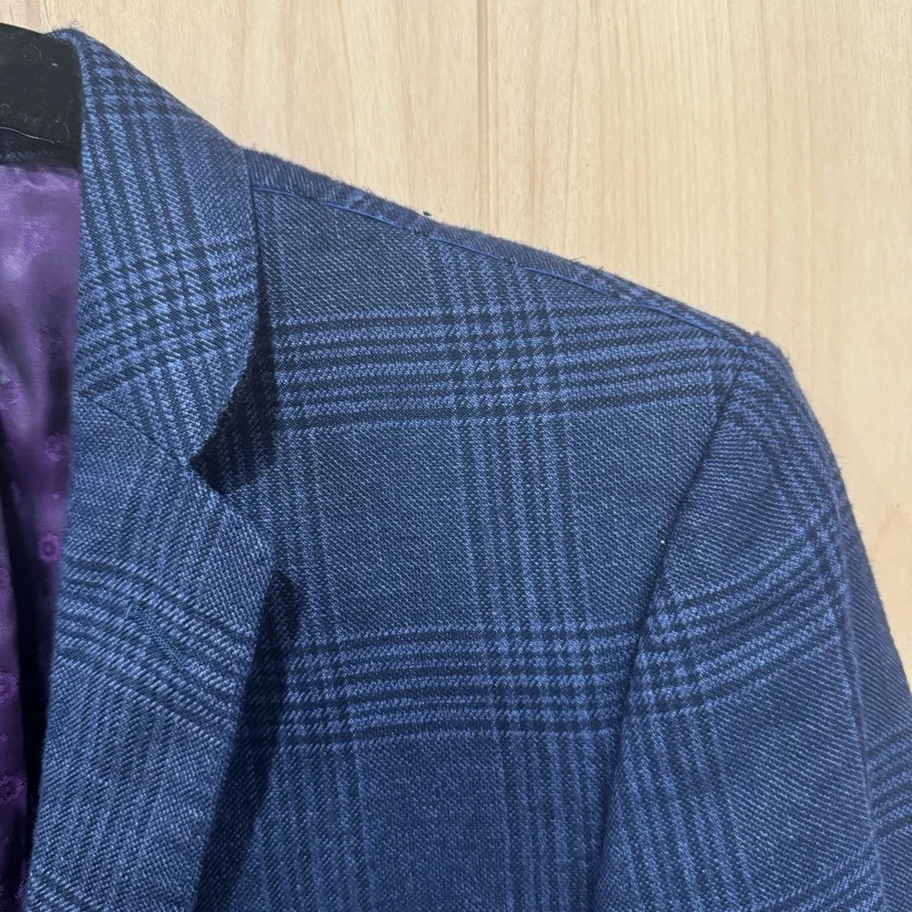 Moods of Norway Blue Plaid Wool linen Blazer Sz 36 EU 42 1865 Reda Lined Blazer - Picture 4 of 16